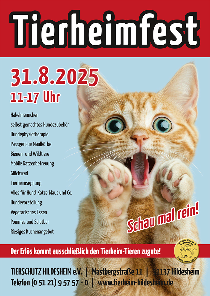 !!! Großes Sommerfest im Tierheim am 31.8.2025 von 11.00 bis 17.00 Uhr – SAVE THE DATE !!